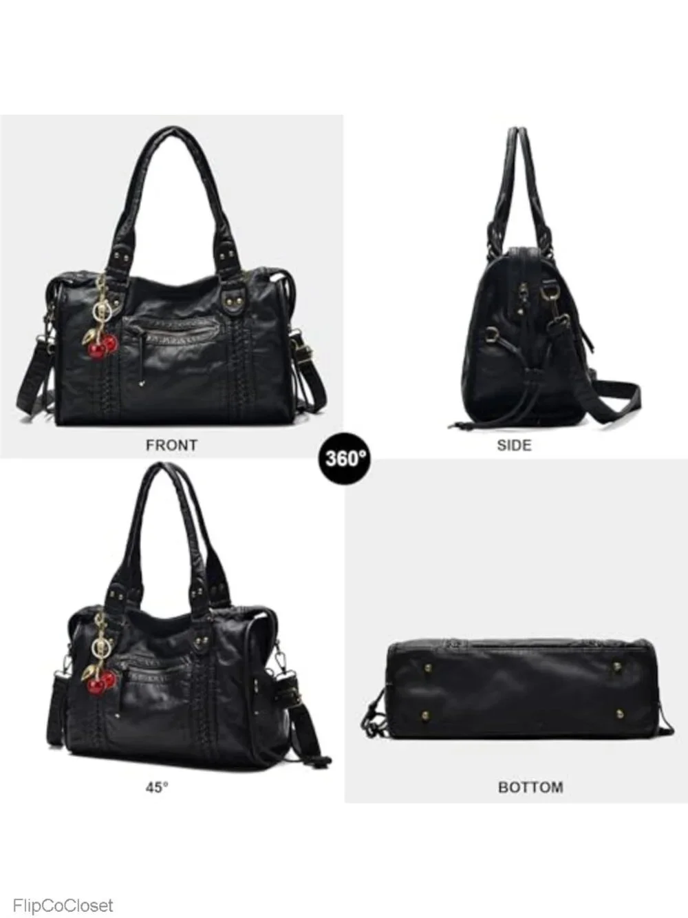 Large PU Leather Hobo Crossbody Bag for Women Vintage Washed Shoulder Purse